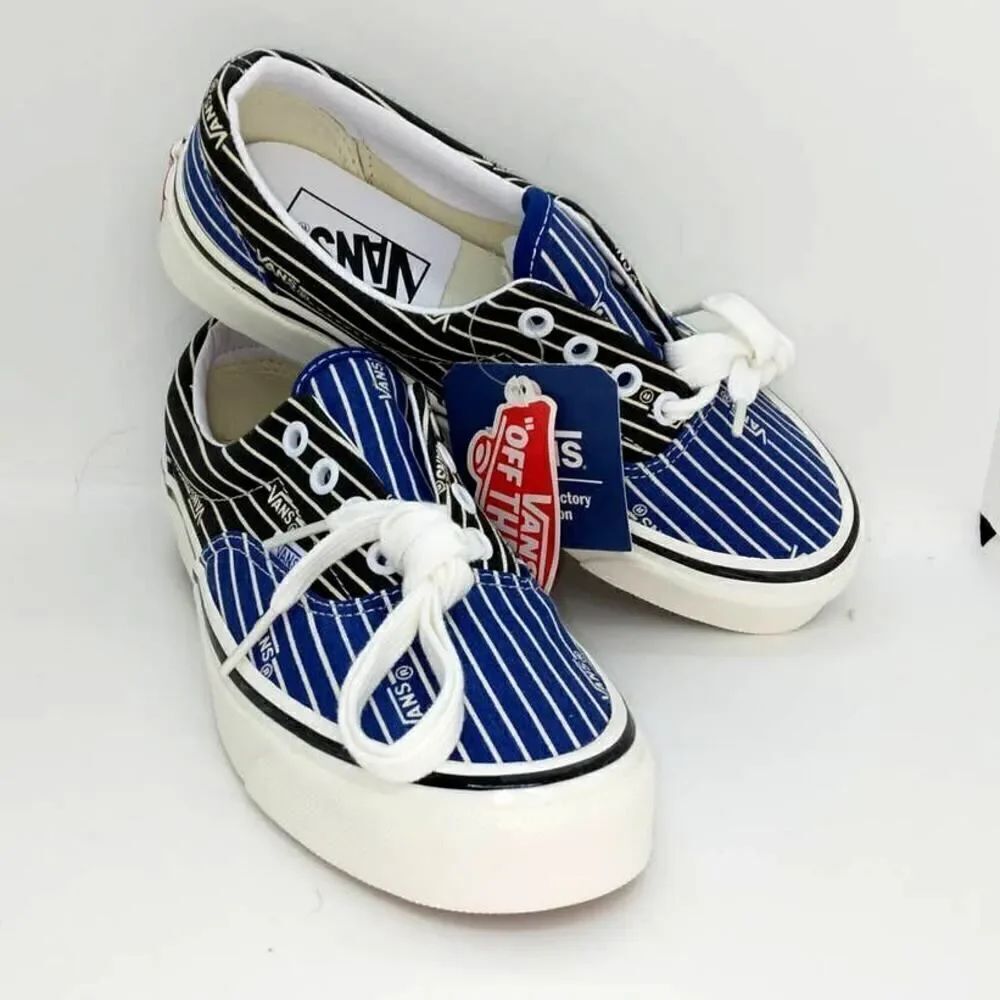 VANS Era 95 DX Women's New Black/Blue/White Striped Sneakers - sz. 6